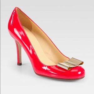 Kate Spade Karolina Metal Bow Pumps (Red, 8.5)